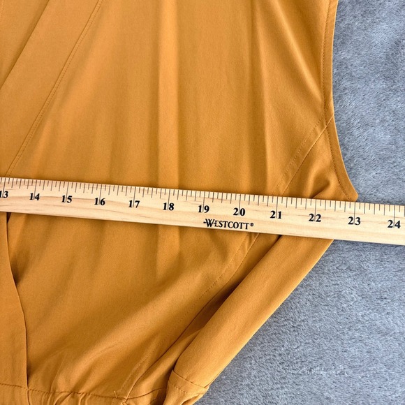 ATHLETA Marlow Tuscan Gold V-Neck Lightweight Dress Romper Tie Waist Pockets - Picture 8 of 11